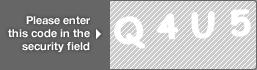captcha code for visual authentication  letter Q number 4 letter U number 5