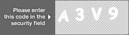 captcha code for visual authentication  letter A number 3 letter V number 9