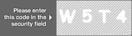 captcha code for visual authentication  letter W number 5 letter T number 4